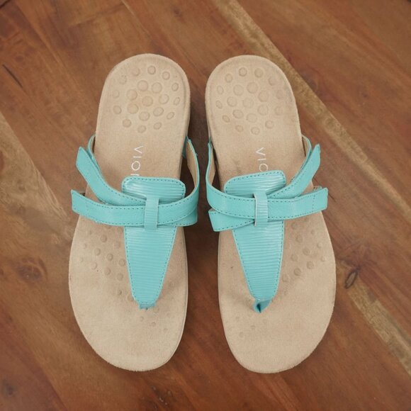 K9-3 Vionic Karley Womens Flip Flop Thong Sandals Blue Leather Size 7.5 - Picture 6 of 9